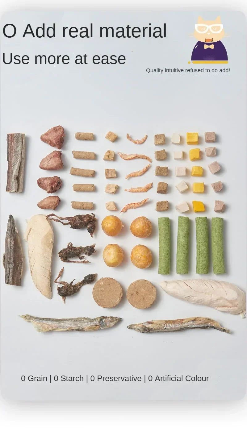 Pet Snacks canned freeze-dried chicken duck beef three texts cod quail eggs yellow eggs cats and dogs freeze-dried