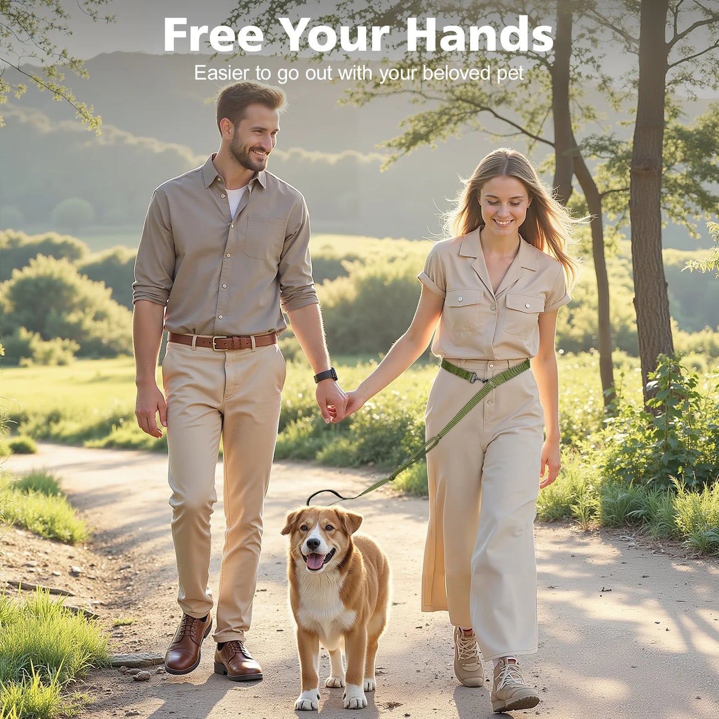 Tivray Hands Free Dog Leash with Sponge Handle 8.5ft Versatile Crossbody Waist Leash with 3 Rings for Puppy Leash for Walking
