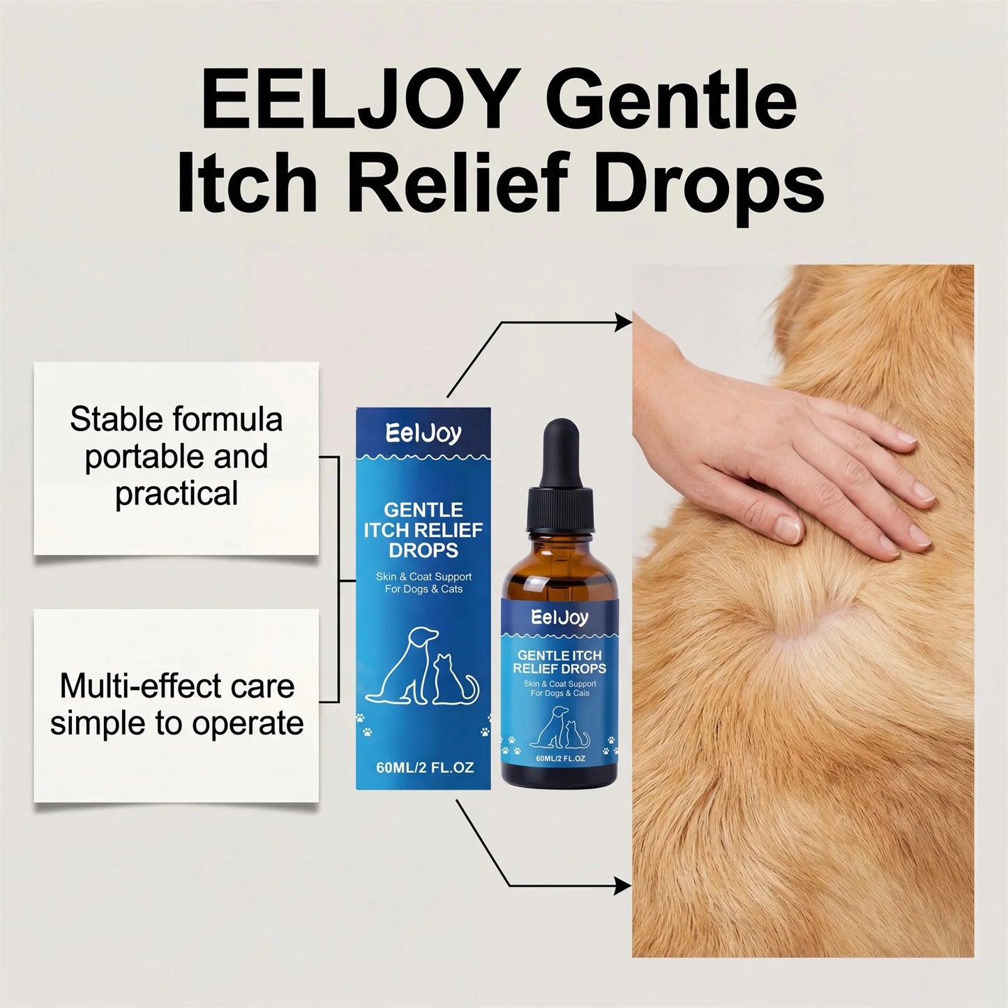Pet Skin Care Drops Moisturizing Relieve Itching Improve Dryness & Roughness Natural Pet Skin Relief Drops Skin & Coat Support
