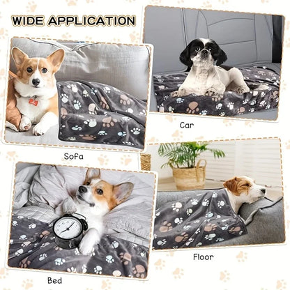 3PCS Soft Flannel Fleece Cat Dog Blanket Bed Mats Paw Foot Print Warm Pet Blanket Sleeping Beds Cover Mat For Pets Supplies