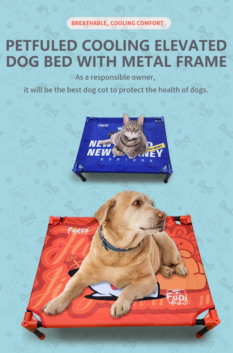 Winter Outdoor Elevated Dog Bed, Large, Medium, Small Pet Dog Bed, Portable Dog Bed for Camping or Beach Breathable Mesh Mesh