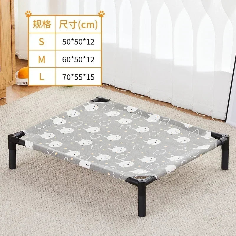 Foldable Elevated Pet Bed - Portable Camping Dog/Cat Bed with Washable Mat, Breathable Dog House for All Seasons