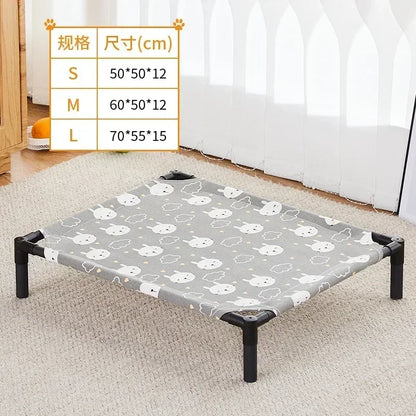 Foldable Elevated Pet Bed - Portable Camping Dog/Cat Bed with Washable Mat, Breathable Dog House for All Seasons