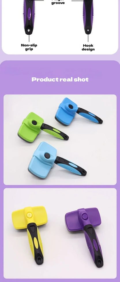 Pet Cleaning Product Essential Plastic Pet Hair Brush Needle Cat Dog Hair Cleaning Combs Hair Removers with Click Clean Button