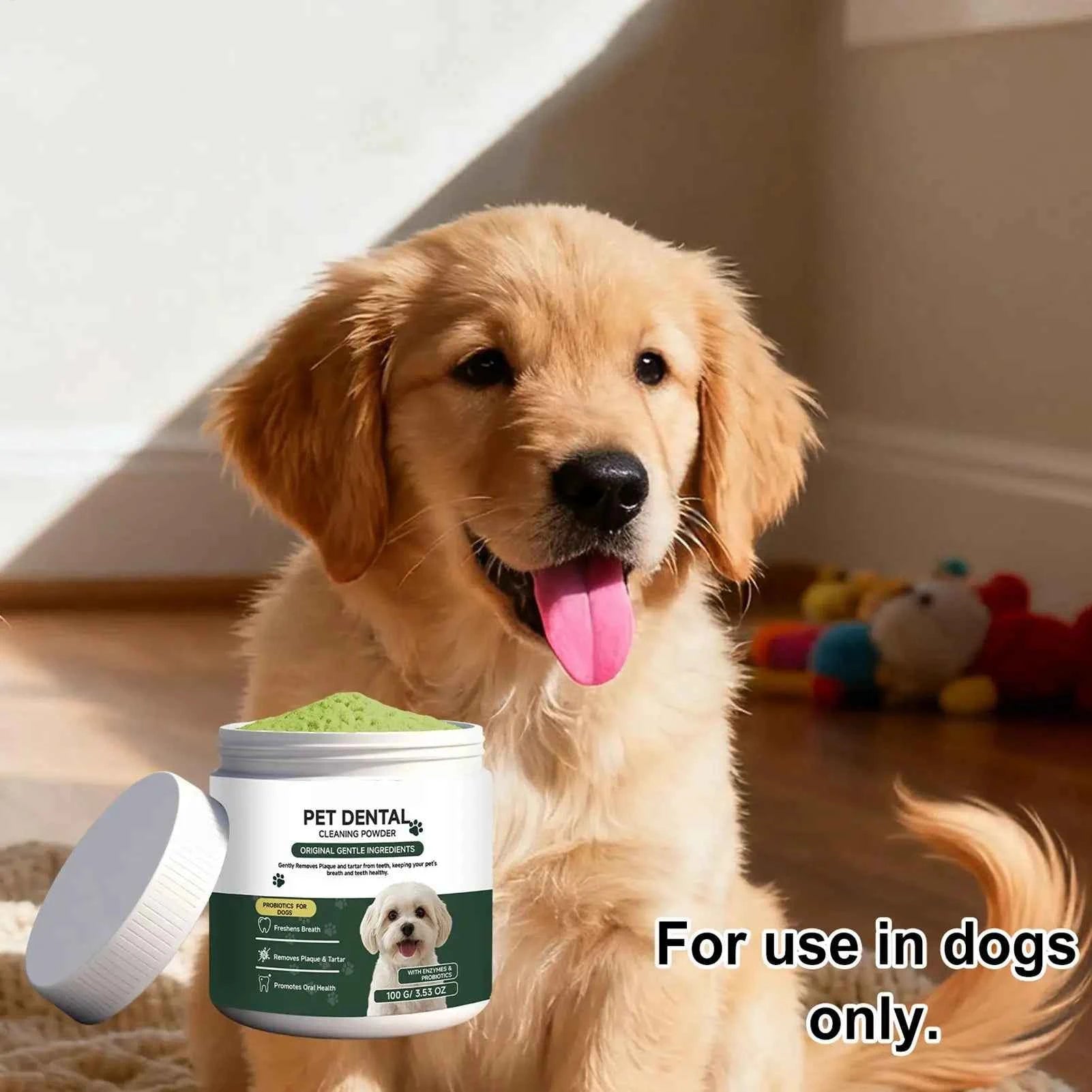 100g Dog Tooth Powder Freshen Breath Natural Plaque Tartar Remover Probiotic Teeth Cleaning Dental Care For Puppy Small Large