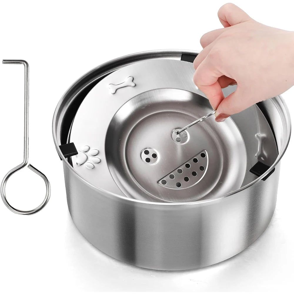 Big Capacity Stainless Steel Dog Cat Pet Floating Water Bowl No Spill Anti-Splash Dog Water Feeder Dispenser Bowl