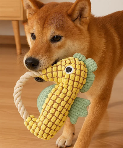Pet Dog Plush Toy Interactive Dog Squeak Toys Bite Resistant Puppy Grinding Teeth Toy Funny Pet Seahorse Toy Dog Accessories