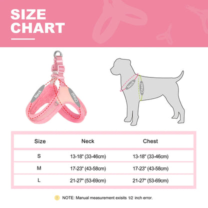 Warm Plush Padded Dog Harness Winter Dog Harnesses Vest Adjustable Pet Vests Soft For Small Medium Large Dogs Bulldog Pug Pink