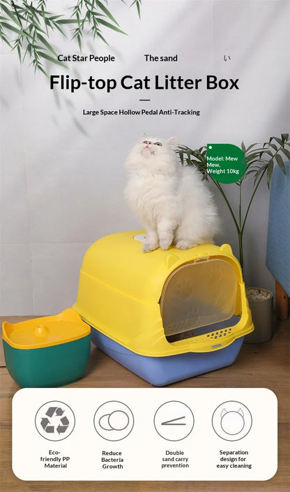 Cleaning Cat Litter Box Large Enclosed Anti Splash UV Sterilization Odor Control Pet Toilet Cat Supplies Cat Litter Catcher