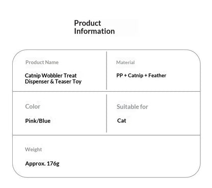 Cat Toys Wobble Treat Dispenser Feather Teaser Wand Catnip Balls Self Play Boredom Buster for Cats Pet Safe