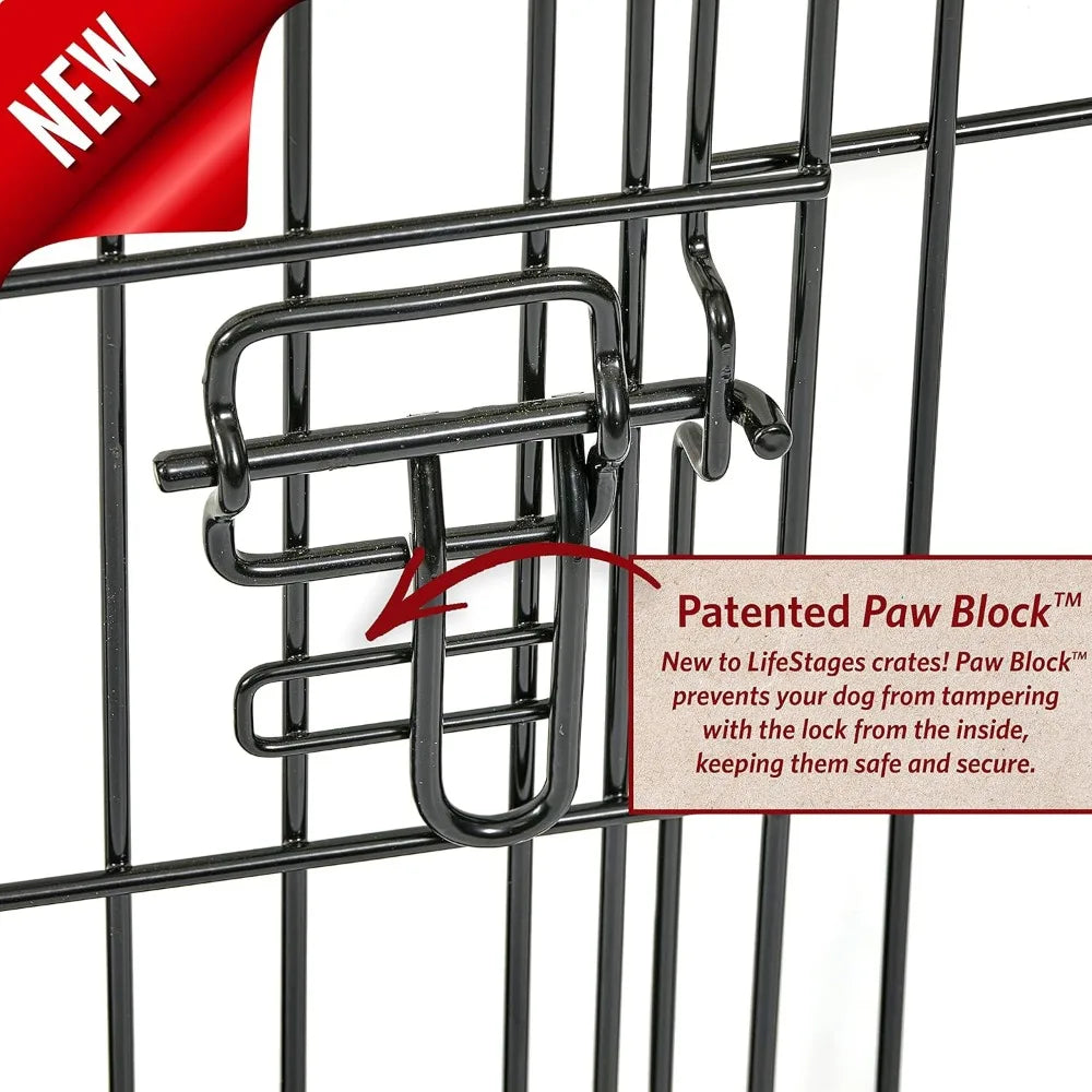 36-Inch Folding Dog Crate with Double Doors, Leak-Proof Pan, Divider Panel for Medium to Large Dogs