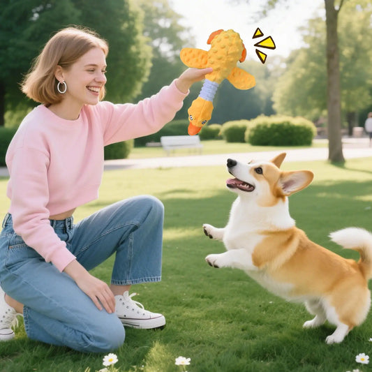 Dog Toys For Aggressive Chewers Duck Shape Aggressive Puppy Chew Toy Bite-Resistant Squeaky Animals Entertainment Companion For