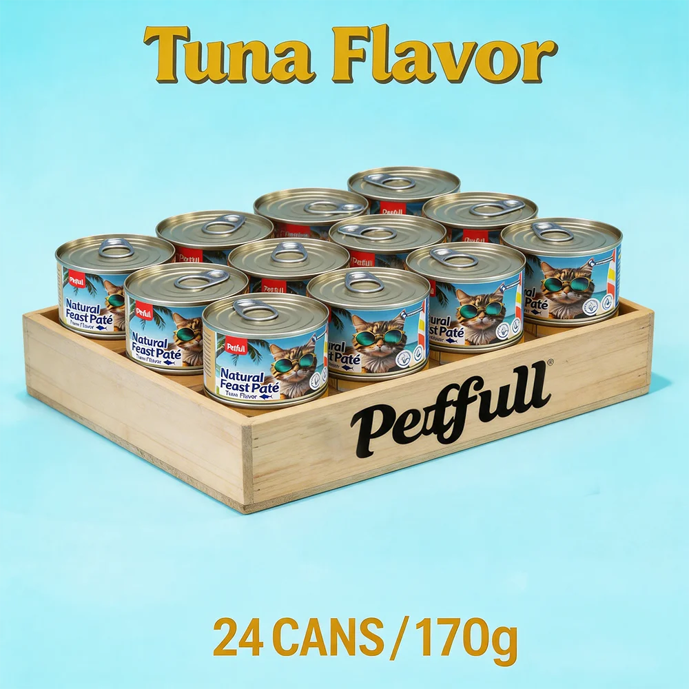Petfull Cat Canned for Cat and Dog Pet Food 170gx24Cans Tuna Beef Salmon Chicken Flaver Cat Food Cans