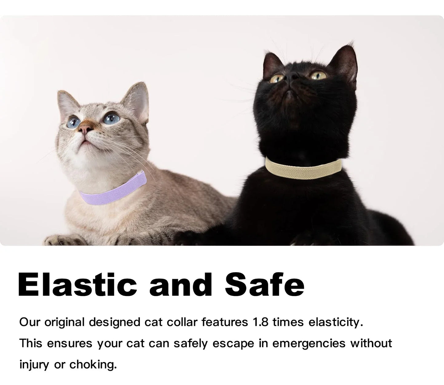 cute Safety Cat Collar Stretch Elastic Collars, Fashion Light Weight Kitten Collar for All Small Large Cat,Puppy Pet Accessories