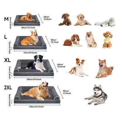 Winter Pet Dog Bed Sofa Deep Sleep Memory Foam Puppy Soft Plush Comfortable Bed Medium Large Square Thickened Warm Mat Kennel
