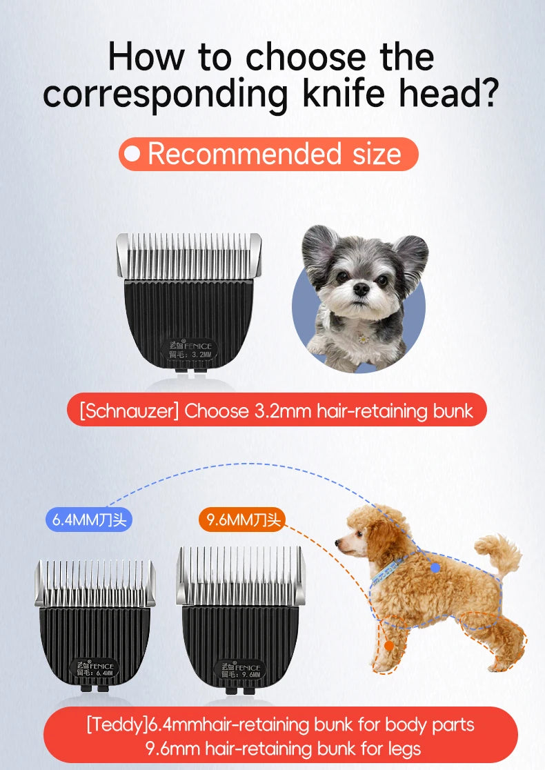 Fenice New Upgrade 5000mA Capacity Cordless LCD Screen Pets Dog Grooming Clippers Rechargeable Haircut Shaver for Trimming Salon