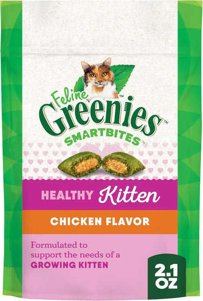 Feline Smartbites Healthy Kitten Treats, Crunchy and Soft Natural Cat Treats, Chicken Flavor, 16 oz Tub