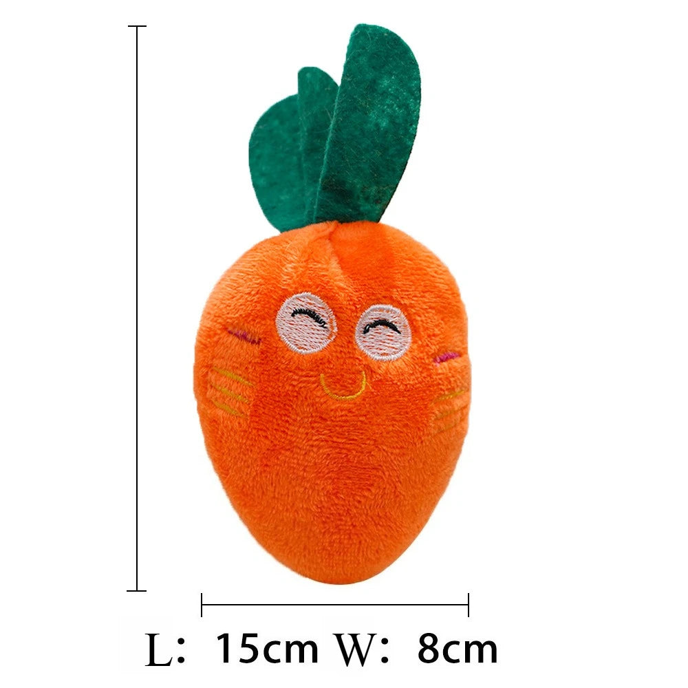 Cute Bone Chicken Leg Fruit Carrot Plush Pet Toys Squeaky Durable Chew Toys for Dogs Cats Interactive Bite Resistant Teething Pe