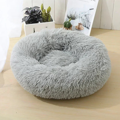 Round Plush Pet Bed - Self Warming Kennel, Machine Washable Mat with Non-Slip Bottom, Soft Cushion House Bed for Cats Dogs