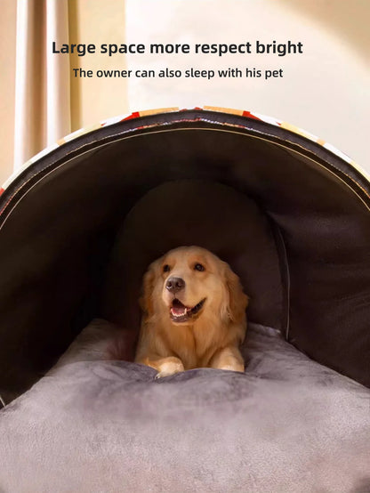 2025 New Dog Kennel Winter Warm Large Dog Oversized Dog House House Closed Winter Removable Golden Pet Four Seasons Use
