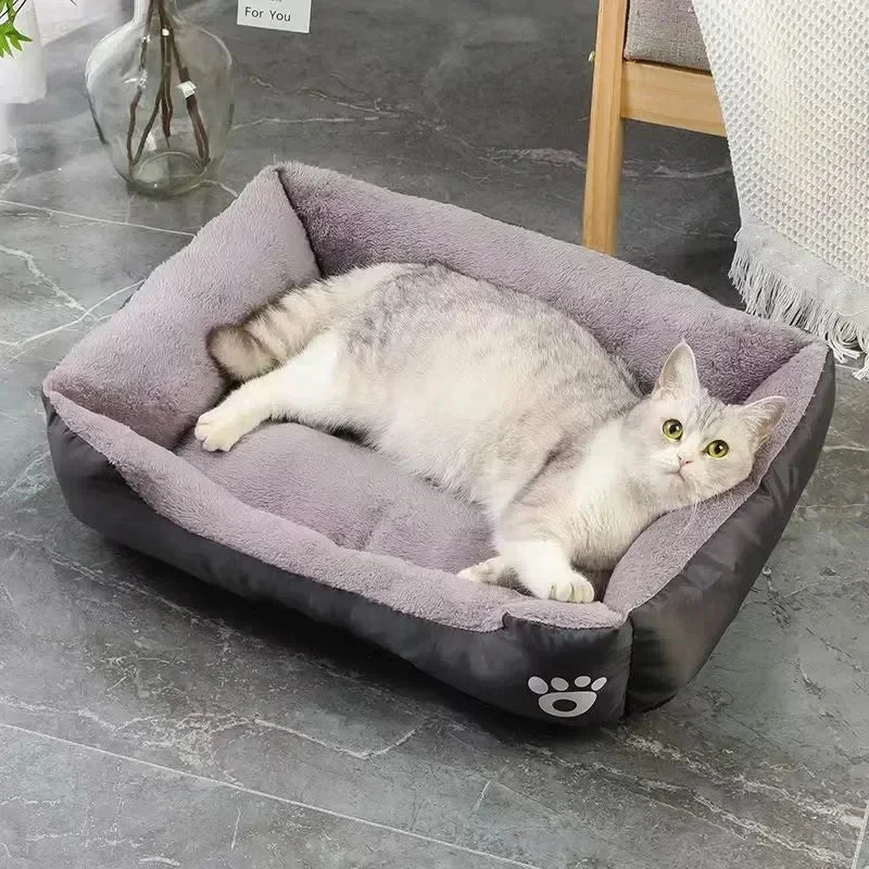 Square Large Dog Bed Soft Cat Sleeping Sofa Winter Warm Basket for Dog Waterproof Dog House for Small Cat Kennel Accessories