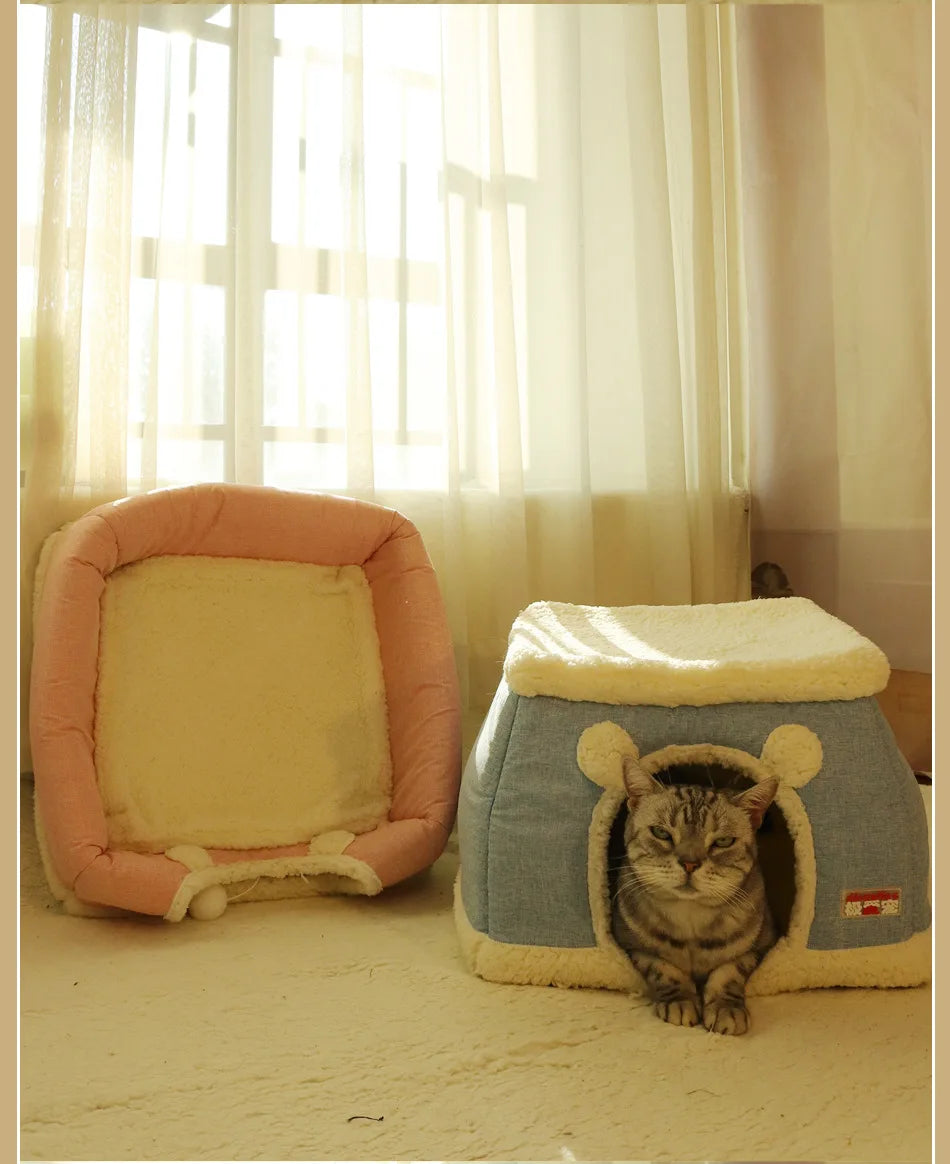 New 360 Degree Fully Enclosed Electric Heating Cat and Dog House Cat Nest Winter Warmth Constant Temperature Cat Beds Blanket