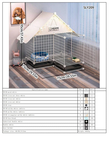 Indoor Dog Cage Villa with Toilet Small Dog Shelter for Pomeranian And Teddy Dogs Family Pet Cage with Tray