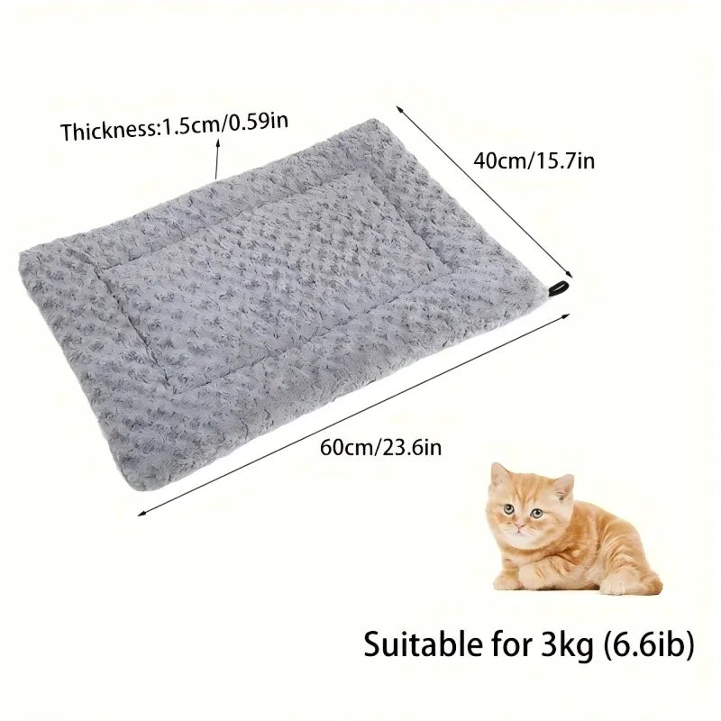 Washable Double Sided Pet Bed Dog Crate Pad Mat Plush Puppy Cats Pillows for Medium Dogs Soft Fluffy Dog Carpet, Suit For Winter