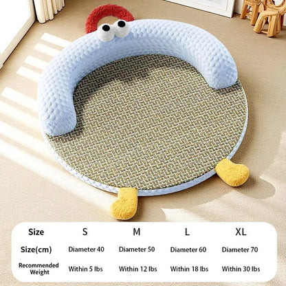 5Layer Breathable Cooling Pet Bed Mat Non-Slip Ice Mat with Pillow for Dogs Cats Washable Summer Pet Sleeping Bed Small Medium