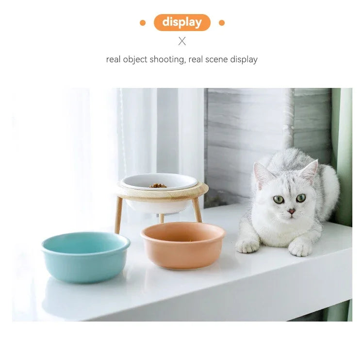 Cat Supplies Food Water Bowl Pet High Foot Feeding Dish Cats Dogs Ceramics Feeder Elevated Cat Ceramic Bowls Height Adjustable