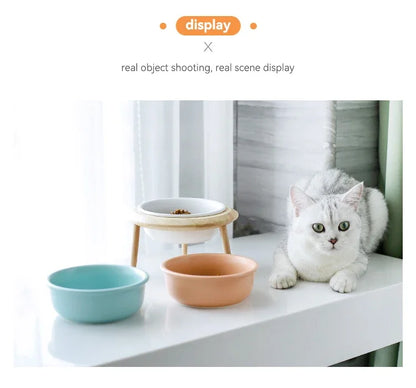 Cat Supplies Food Water Bowl Pet High Foot Feeding Dish Cats Dogs Ceramics Feeder Elevated Cat Ceramic Bowls Height Adjustable