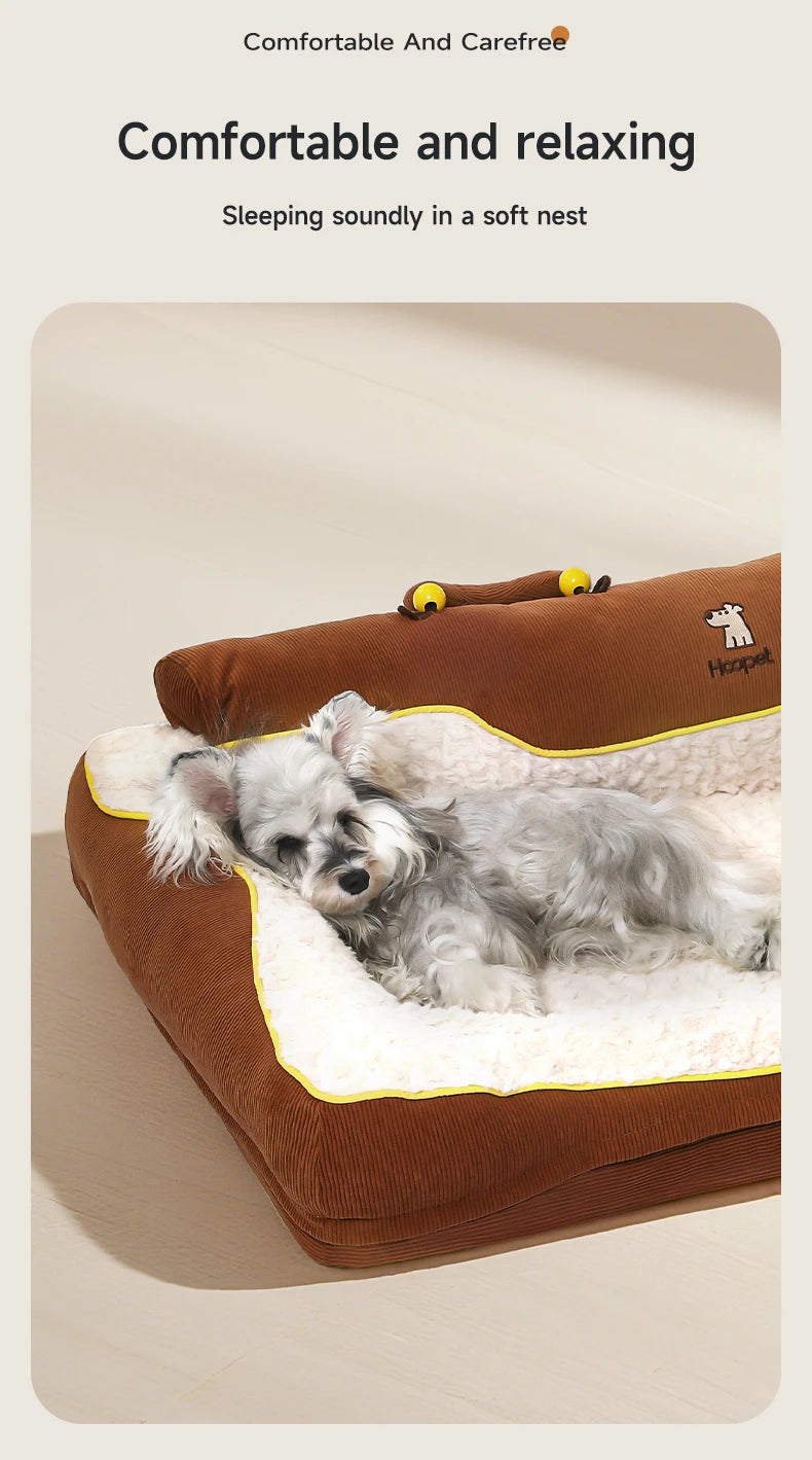 HOOPET 2025 New Large Dog Bed, Winter Warm Washable Pet Bed with Thick Padding & Bolster, Comfort Security Orthopedic Mattress