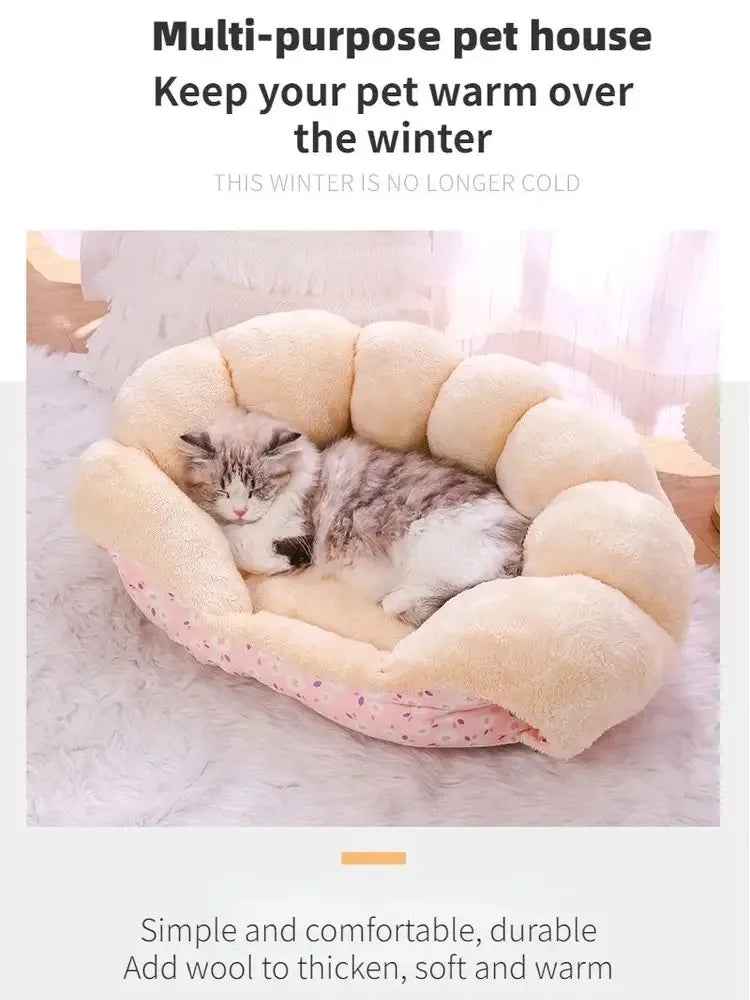 Cute Warm Cat Bed Nest Small Dog Kennel Winter Thick House Pet Puppy Sleeping Bag Super Soft Plush Cat Sleeping Bed Pet Cushion