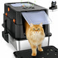 Premium Stainless Steel Enclosed Litter Box with Lid, XL Anti-Leakage Cat Toilet, Flip-Top Odor Control Design, Dual Entry