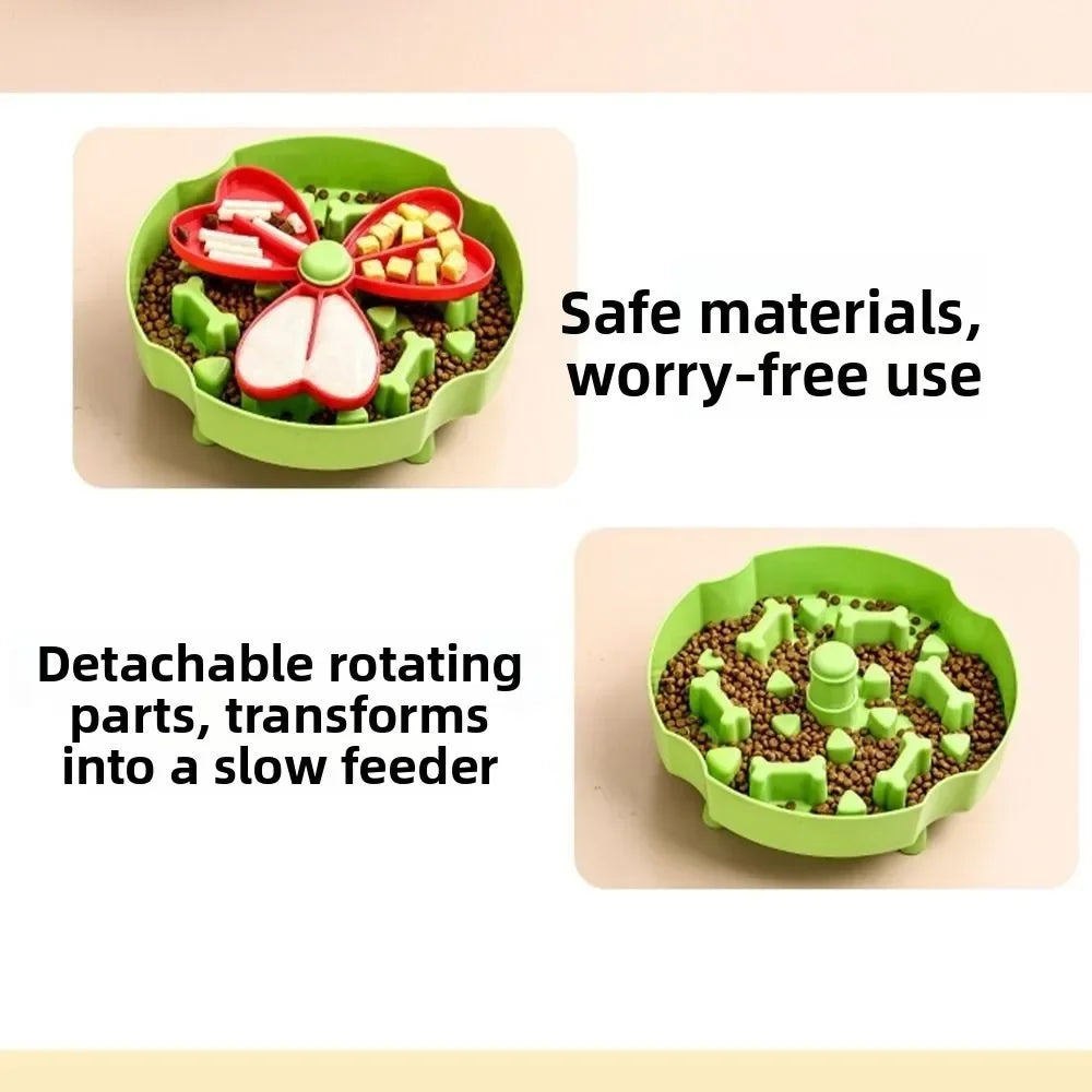 Anti Choking Dog Slow Food Bowl Interactive Durable Cat Bowl Puzzle Toy Rotating Anti Slip Pet Feeding Toy Pet Food Dispenser