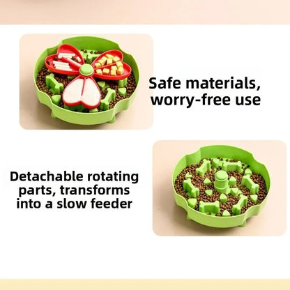 Anti Choking Dog Slow Food Bowl Interactive Durable Cat Bowl Puzzle Toy Rotating Anti Slip Pet Feeding Toy Pet Food Dispenser