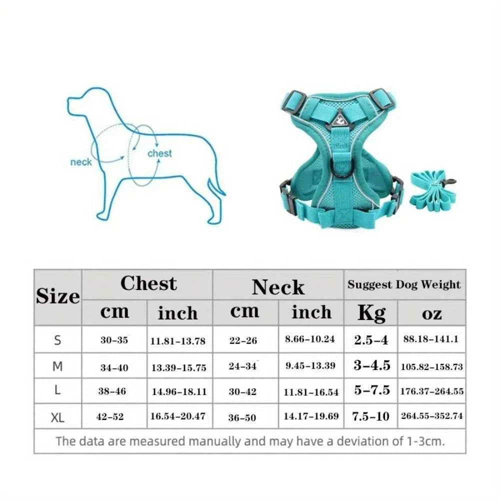 No Pull Dog Harness and Leash Set Adjustable Pet Harness Vest for Small Dogs Cats Reflective Dog Chest Strap Lead Walking