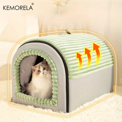 KEMORELA Thickened All-Season Enclosed Pet Bed Portable Dog House Cat Tent with Washable Bedding for Small Medium Large Dogs