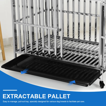 Metal Dog Cage Easy To Install Dog Crate with Four Wheels Dog Kennel Folding for High Anxiety Medium/Small Dogs