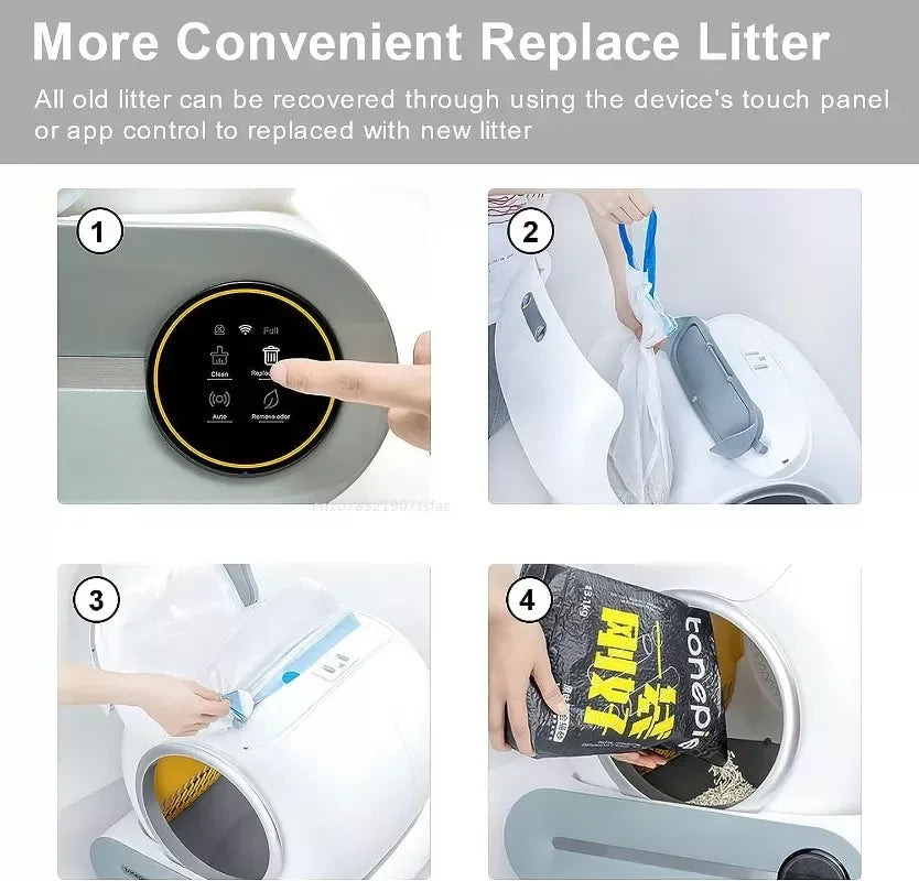 Self-Cleaning Cat Litter Box Automatic 65 Large Fully Enclosed Cat Toilet with App English Version Control Rascador Para Gato