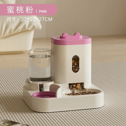 KJ Automatic Feeder Dog Cat Food Bowl with Water Fountain Large Capacity Pet Food Storage Dispenser Container Puppy Pet BB