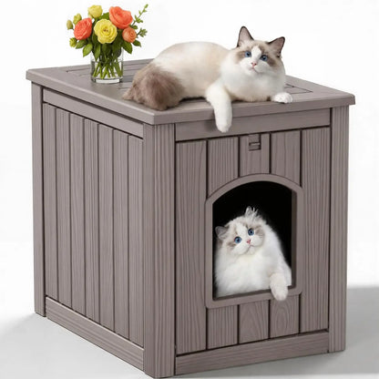 Cat Litter Box Enclosure, Multi-Functional Hidden Cat Litter Box Furniture & Cat Box Enclosure Cabinet with Side Table, Custom