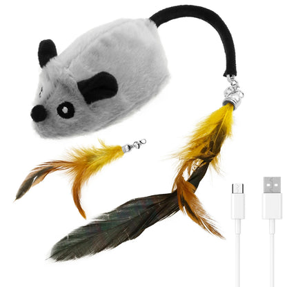 Cat Mouse Interactive Plush Toys LED Glow Electric Telecontrol Auto Rechargeable Pet Moving Mice Toy Realistic Kitten