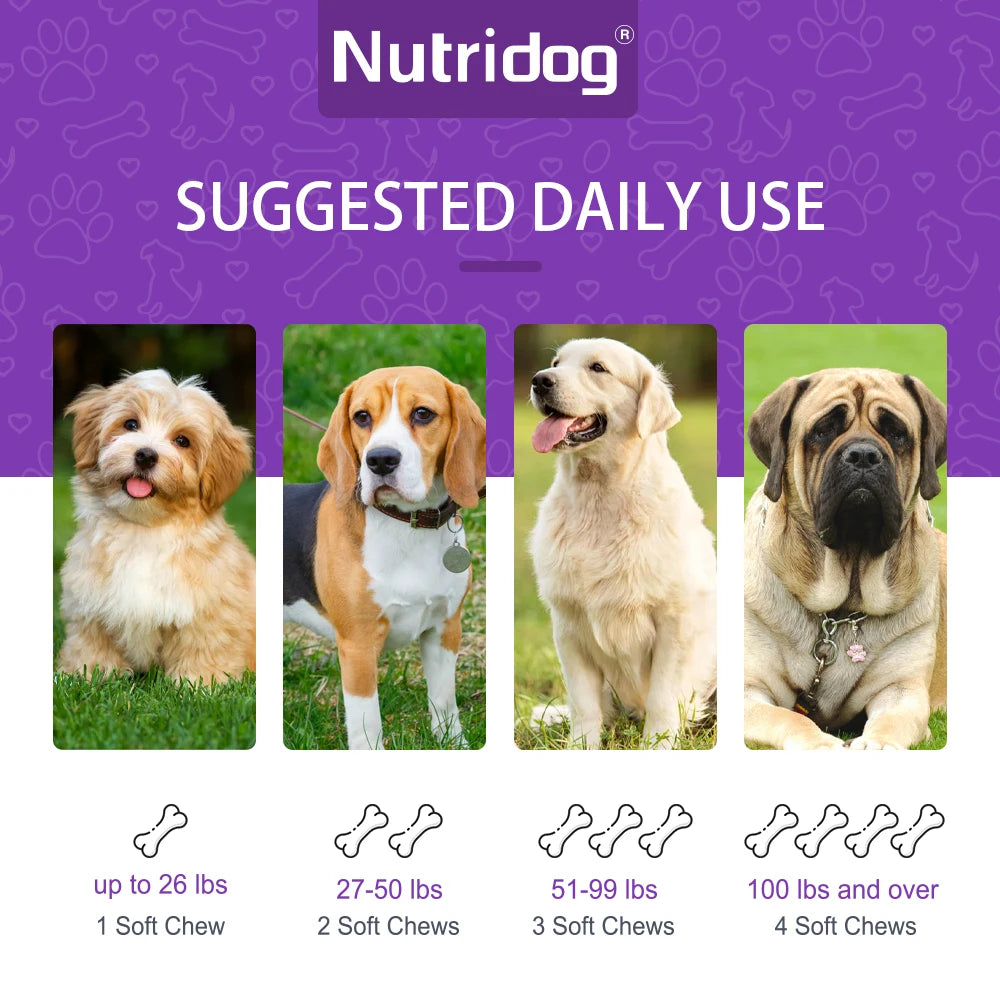 Turmeric Chews For Dog - Anti-inflammatory joint care with Contains glucosamine&chondroitin - Digestive support-120 soft chews