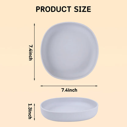 2PCS Whisker-Friendly Silicone Cat Plates, Wide Shallow Pet Bowls, Non-Spill Feeding Dish for Dry Wet Food