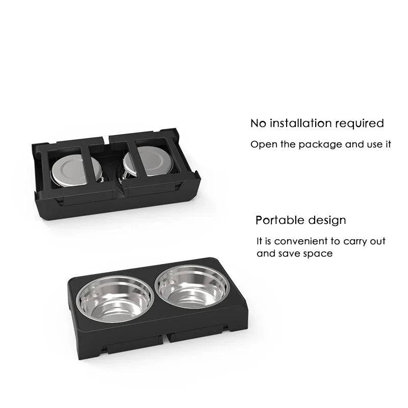 Dog Feeder Stand Elevated Adjustable, Stainless Steel Bowls Double, Raised Food Water Bowls for Small Medium Large Dogs