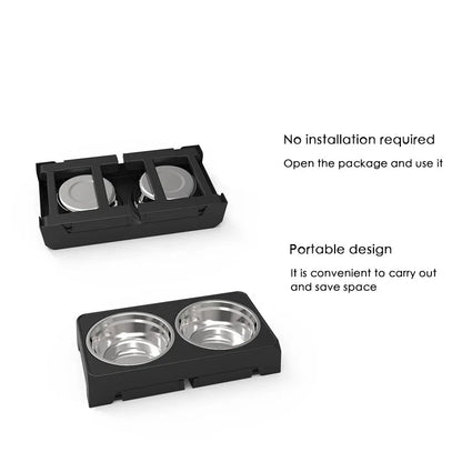 Dog Feeder Stand Elevated Adjustable, Stainless Steel Bowls Double, Raised Food Water Bowls for Small Medium Large Dogs