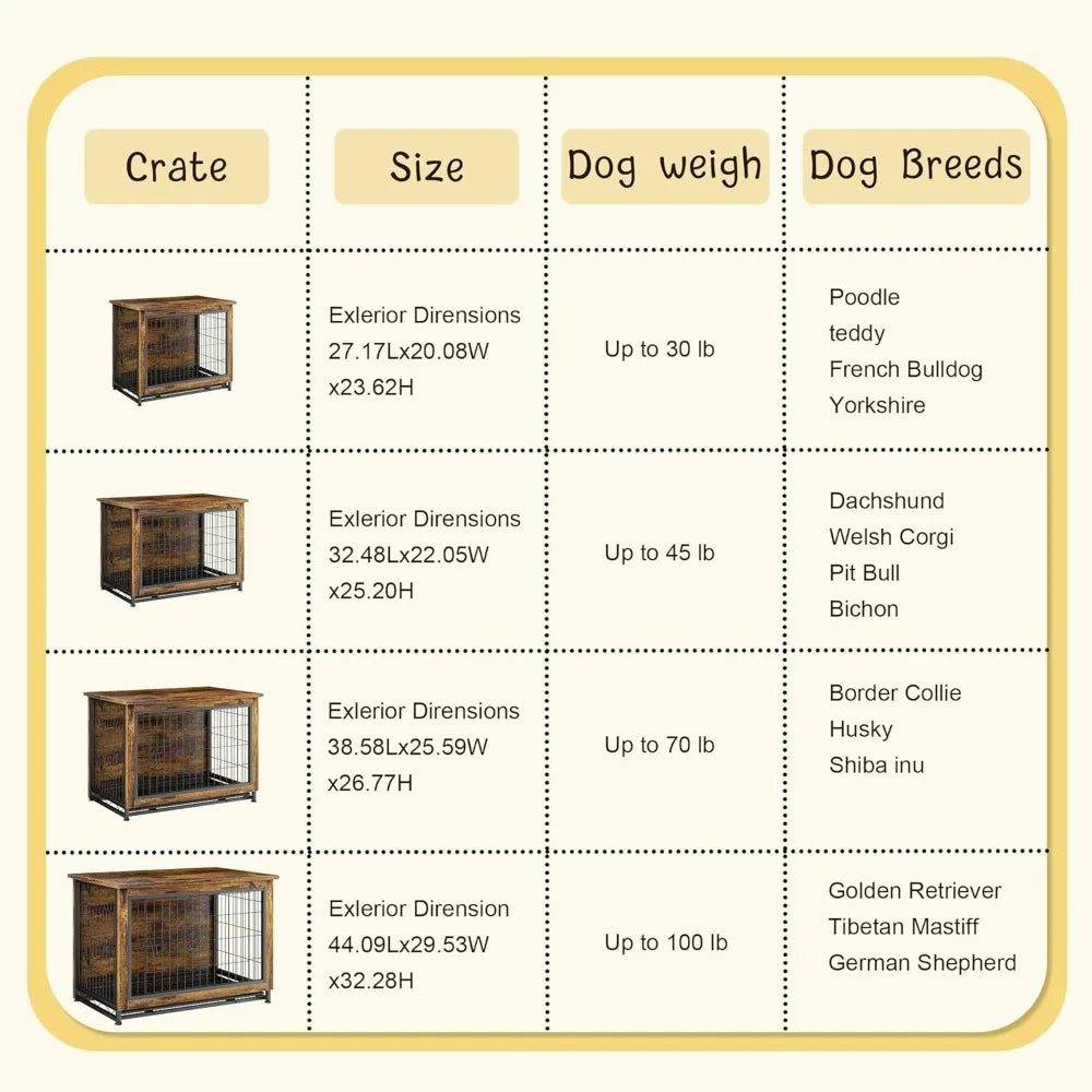 Dog Crate Furniture, Wooden Dogs Crate Table, Double-Doors Dogs Furniture, Indoor Doges Kennel, Dog House,Customized