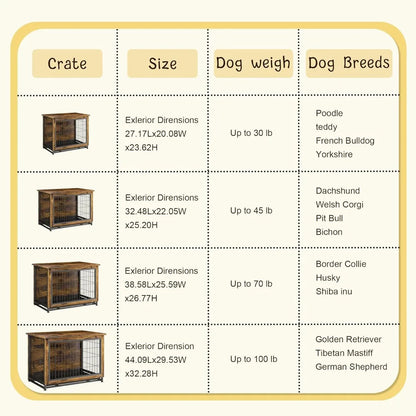 Dog Crate Furniture, Wooden Dogs Crate Table, Double-Doors Dogs Furniture, Indoor Doges Kennel, Dog House,Customized
