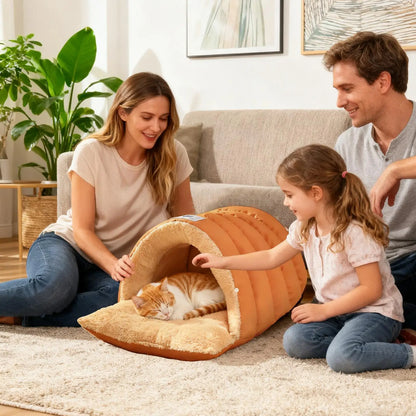 Semi Enclosed Pet Cave Bed Warm Comfortable Windproof Sleeping Sack Washable Pet Nest for Cats Small Dogs Indoor Outdoor